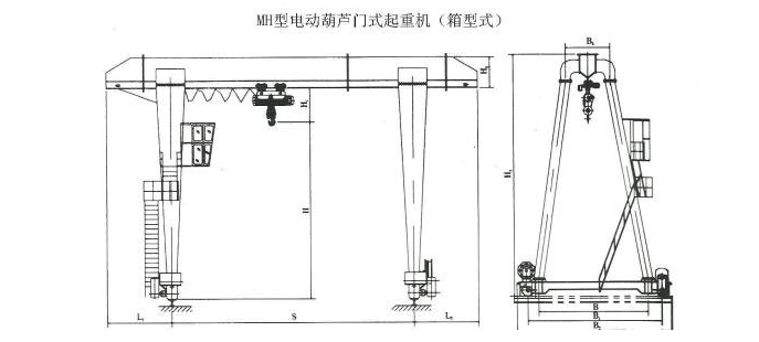 10吨MH型单梁门式丝瓜视频在线播放黄网站机结构图